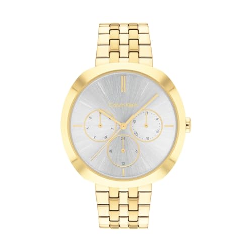 Calvin Klein Shape Qtz Multifunction Grey Round Dial Women's Watch|Stainless Steel Material|Multi Color Band - 25200336