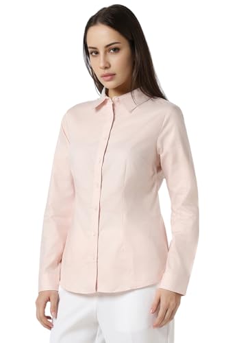 Van Heusen Women Pink Textured Long Sleeves Formal Shirt