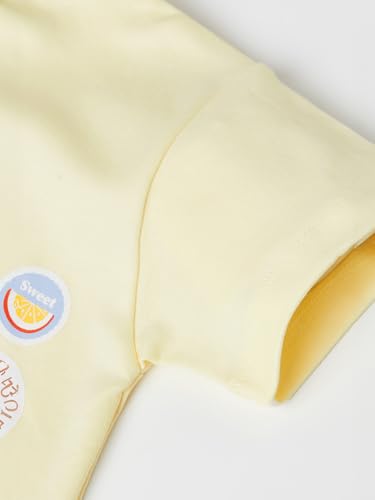 Max Girls Applique Boxy T-Shirt (Yellow_2-3 Y)