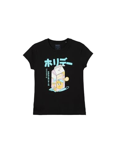 Max Girls Printed T-Shirt (Black_10-12 Y)