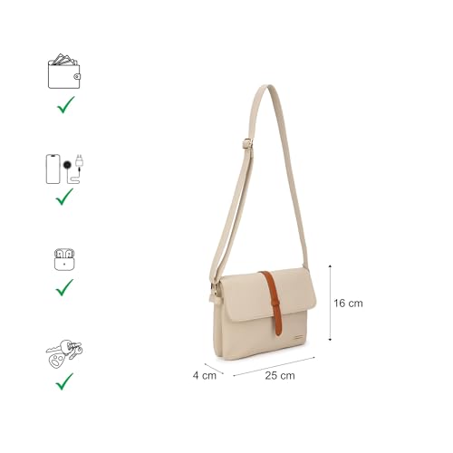 Fastrack Beige Sling | Faux-Leather Women’s Handbag | Sling with Dual Compartments & Utility Pockets