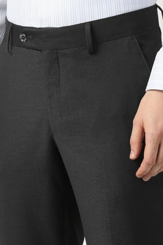 Men Black Textured Trousers