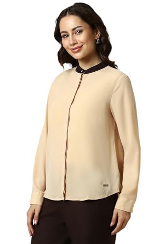 Allen Solly Women Beige Solid Long Sleeves Shirt