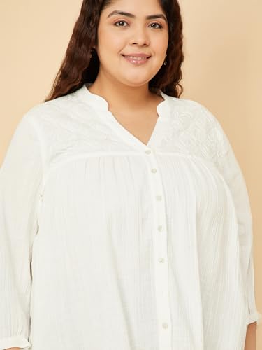 Max Women Embroidered Tunic (Off White_3XL)