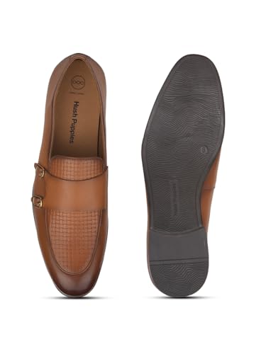Hush Puppies Men's Casual Leather Monk Shoes Tan (6 UK)