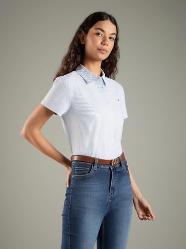 Tommy Hilfiger Striped Regular Fit Cotton Shirt Blue