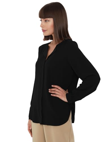 VERO MODA Women Solid Polyester Regular Fit Black Shirt