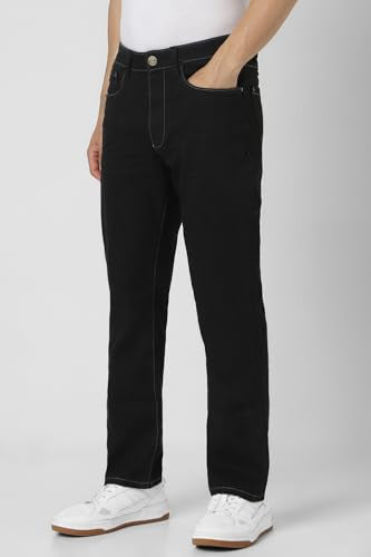 Men Black Dark Wash Jeans