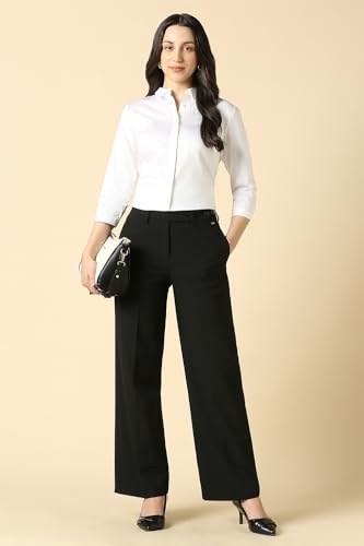 Women Black Solid Formal Trousers