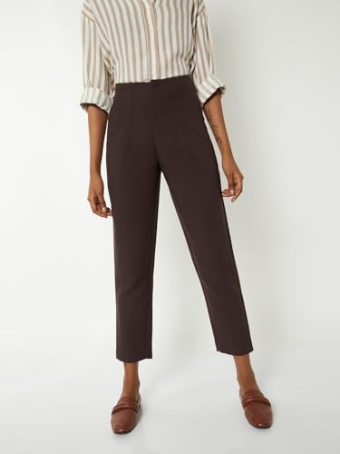 Max Women Solid Trousers (Brown_28)