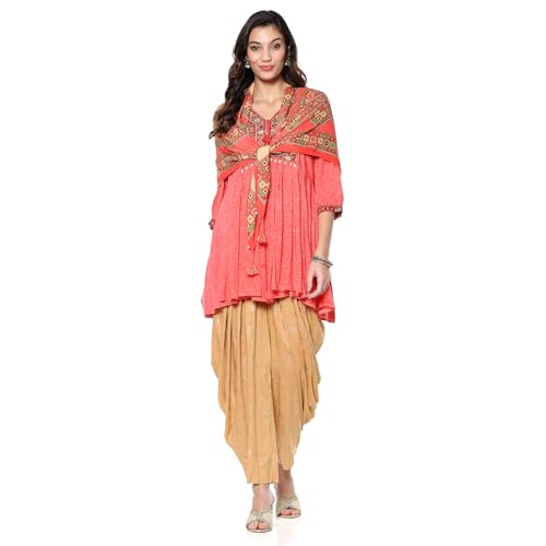 BIBA Women's Rayon Kurta Sets (SKDINDLON10151AW24PBEG_Peach-Beige