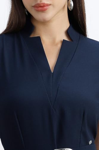 Women Navy Solid Formal Dress