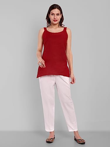 Ada Hand Embroidered Lucknow Chikankari Red Georgette Short Top Tunic Kurti for Women A911354 (3XL)