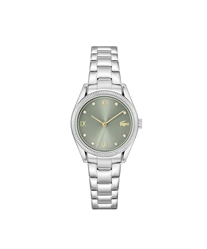 Lacoste Parisienne Qtz Basic Green Round Dial Women's Watch|Stainless Steel Material|Silver Color Band - 2001421