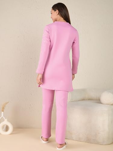 Sweet Dreams Women's Embroidered Printed Kurti Pyjama Set