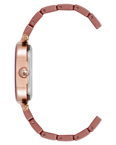 Anne Klein Women's Genuine Diamond Dial Ceramic Bracelet Watch, Red/Rose Gold, AK/1018RGRD