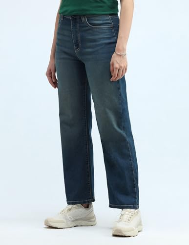 U.S. POLO ASSN. High Rise Wide Leg Jeans (UWAW24JEN163_Blue_30)