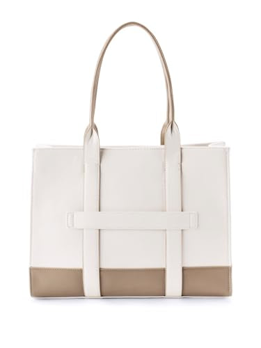 Lino Perros Womens Color-Blocked Commuter Tote Bag, Cream