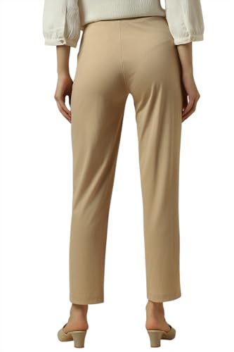 Women Beige Regular Fit Solid Formal Trousers