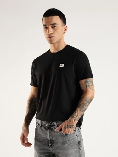 Calvin Klein Jeans Solid Regular Fit Cotton T Shirt Black