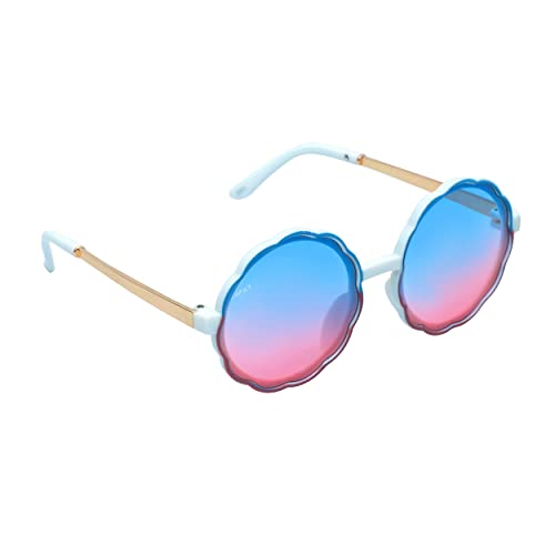 SPIKY Round Sunglass For Unisex With Protective Case Classic UV Protected Stylish Plastic Sunglasses Goggle Eyewear For Kids Girls and Boys - (White Mix) - (Pack of 1)