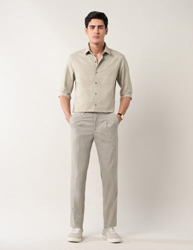 Arrow Newyork Men's Textured Dobby Autoflex Trousers Light Brown