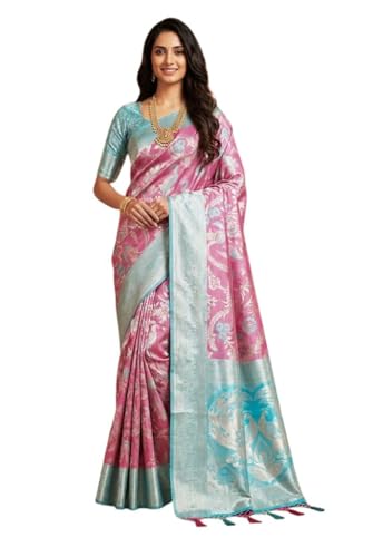 VFCollections Women's Traditional Handloom Kanchipuram Silk Pure - Royal Collections - Pattu Sarees | Rich Zari Woven Design | Bridal Saree | Unstitched Blouse (VFC738-5)