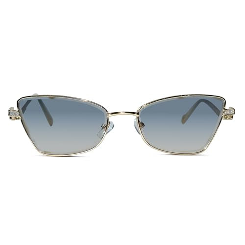 Luxury Premium Gold Cat Eye Sunglasses for Women | UV Protected Stylish Fashion Sunglasses | Lightweight Designer Shades for Driving, Travel, Beach & Outdoor Wear
