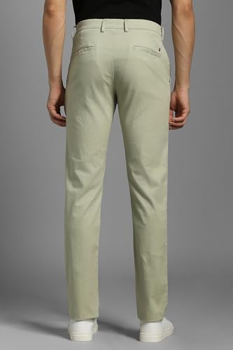 Men Green Textured Flat Front Casual Trousers