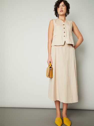 Max URB_N Women Solid A-line Skirt (Cream_8)