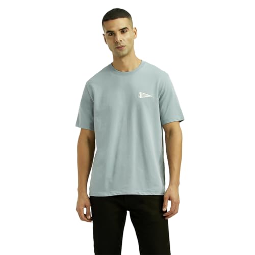 Levi's Men's Solid Light-Blue Crew Neck T-Shirt
