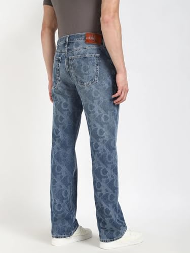Medium-Wash Straight Fit Mid Rise Jeans