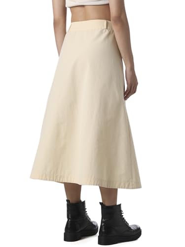 ONLY Women's Solid Flared High-Rise Beige Skirt