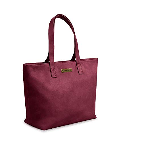 DailyObjects Women's Latest Tote Bag | Spacious, Stylish, Sturdy Vegan Leather Handbag with Zip closure and Laptop Compatibility | Handcrafted Ladies Shoulder Purse For Daily & Office Use Burgundy