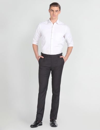 Arrow Solid Dobby Formal Trousers Dark Brown