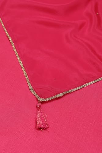 Soch Womens Fuchsia Dola Silk Embroidered Suit Set With Sequins