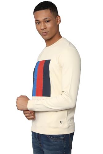 Allen Solly Men Cream Crew Neck Full Sleeves Casual Sweatshirt