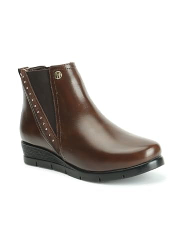 ELLE Women's Fashionable Zip Boots Colour-Brown, Size-UK 4
