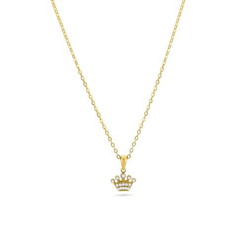 PALMONAS Crystal Crown Petite Pendant for Women - Waterproof & Anti-Tarnish Jewellery, Gift For Girls & Women