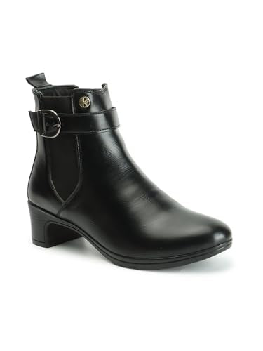 ELLE Women's Fashionable Buckle Boots Colour-Black, Size-UK 3