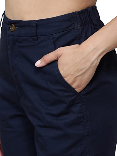 Jockey A125 Women's Super Combed Cotton Woven Twill Fabric Relaxed Fit Shorts with Convenient Side Pockets_Navy Blazer_XXL