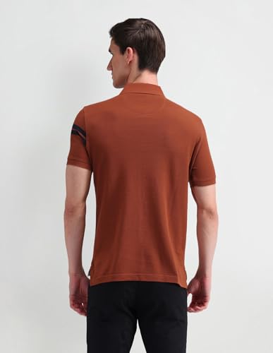 Arrow Sports Men's Striped Regular Fit Polo Shirt (ASAITS3226_Rust