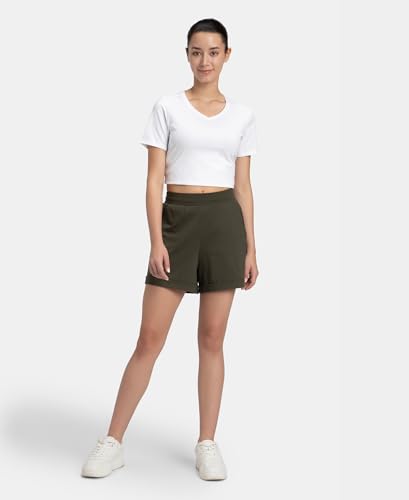 Jockey A157 Womens Super Combed Cotton Rich Straight Fit Shorts with Side Pockets_Deep Depths_L