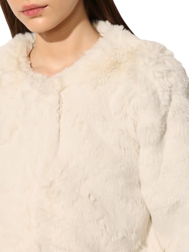 ONLY Women's Solid Regular Fit Cream Jacket