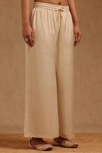 Soch Womens Off White Tissue Zari Woven Suit Set With Sequins