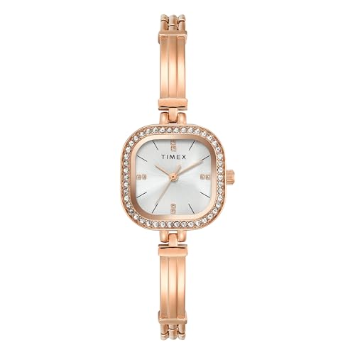 TIMEX Silver-Tone Square Dial Analog Women's Watch - TWEL22901
