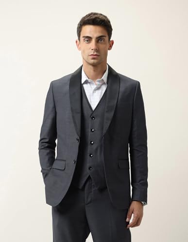 Arrow Men's Polyester Business Suit Pants Set (ARAJSU5515_Dark Grey