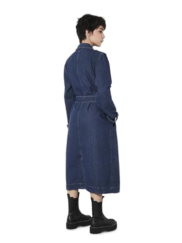 ONLY Women's Solid Regular Fit Blue Coat