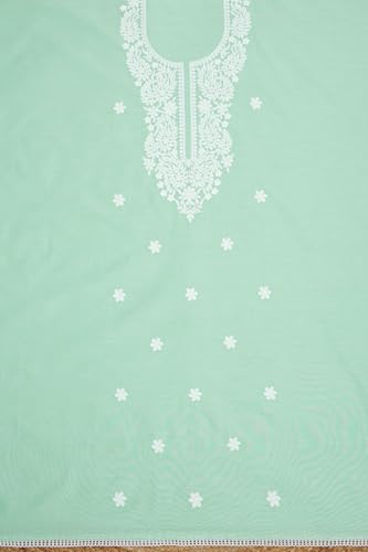 Soch Womens Turquoise Blue Chanderi Embroidered Unstitch Dress Material With Thread Work