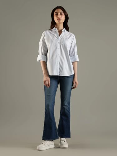 Tommy Hilfiger Striped Relaxed Fit Cotton Shirt Light-Blue